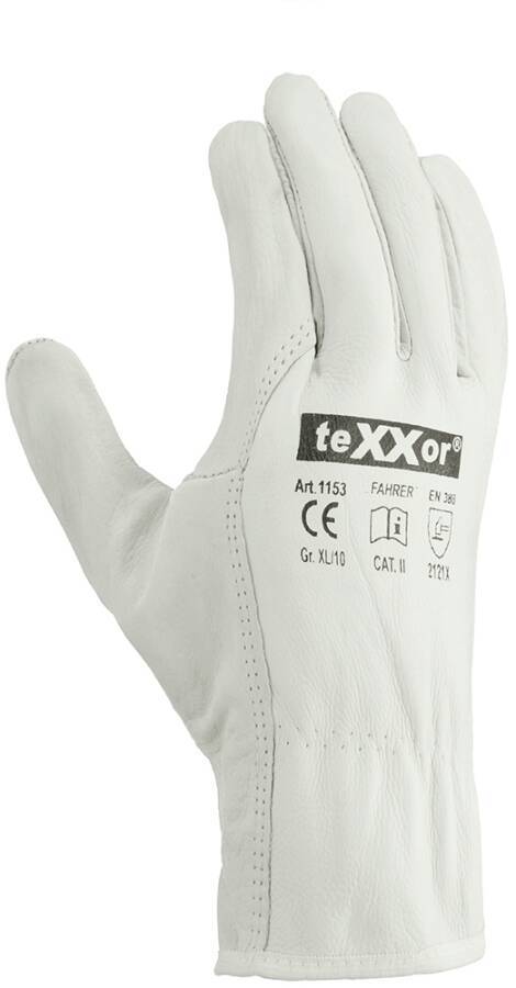 Voll-Nappaleder-Schutzhandschuh FAHRER 1153-09 Größe 09 Farbe natur Trägermaterial Nappaleder Gauge - Mat.-Stärke 0,90 m