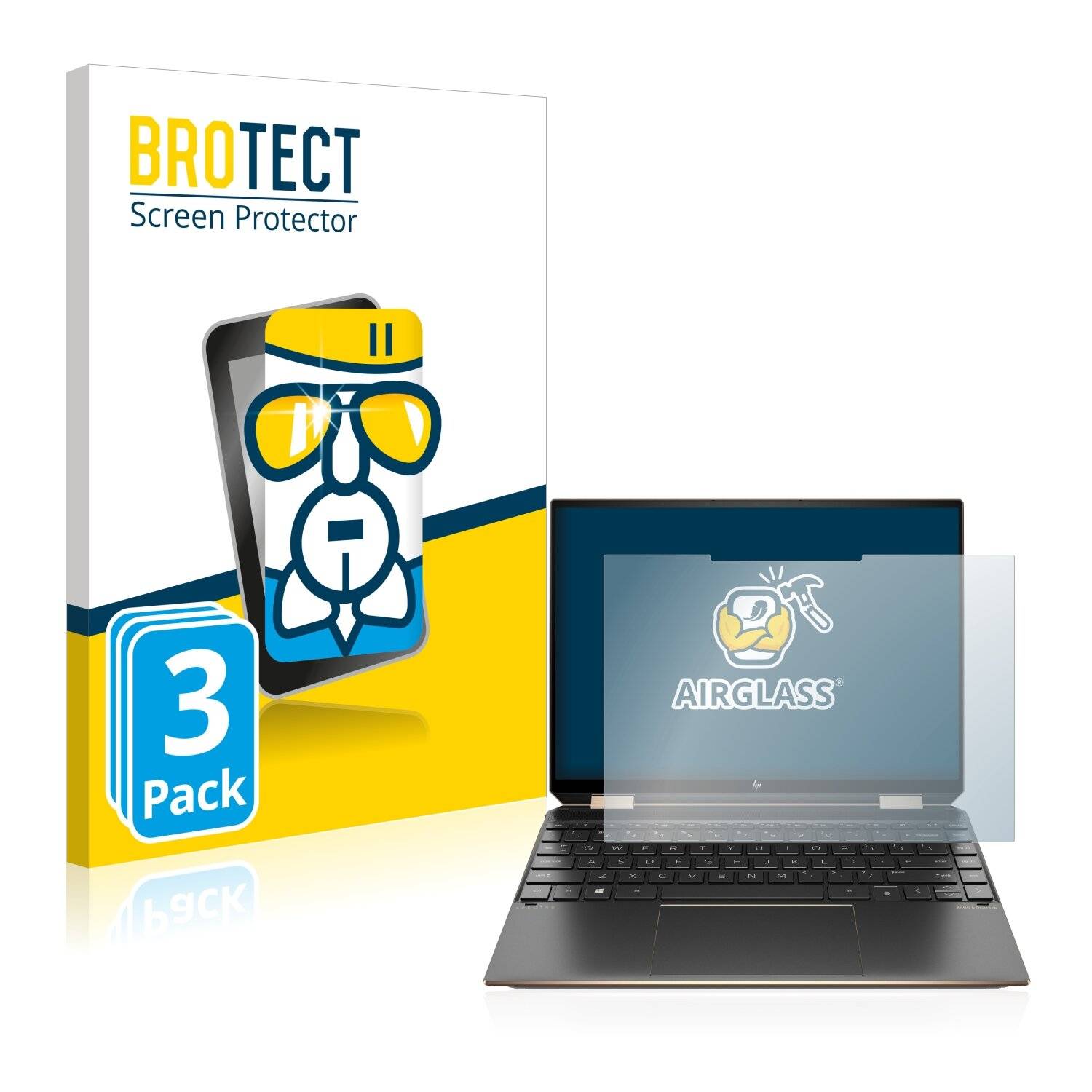 3x BROTECT AirGlass Schutzglas Folie für HP Spectre x360