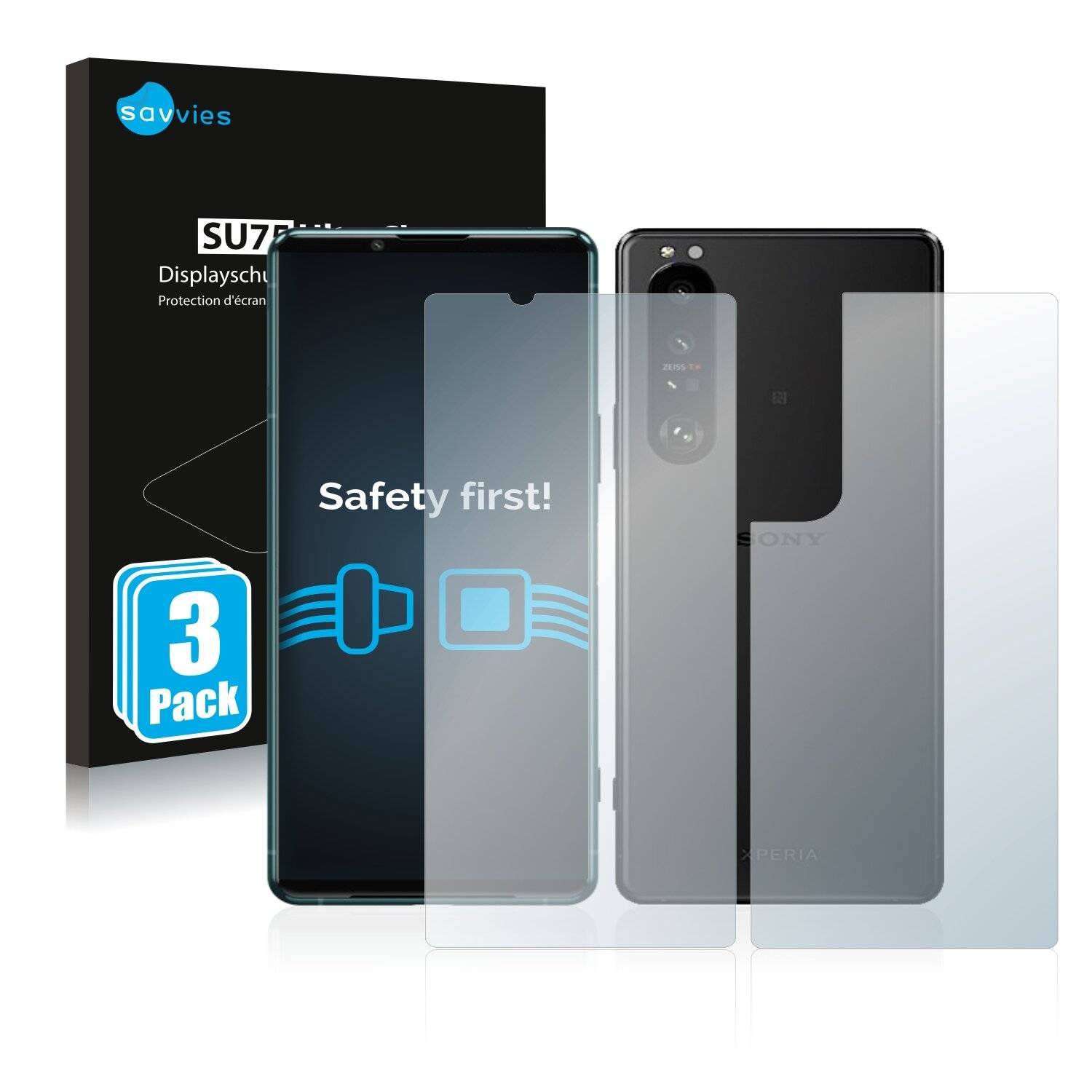 6x Savvies SU75 Displayschutzfolie für Sony Xperia 5 III (Vorder +
