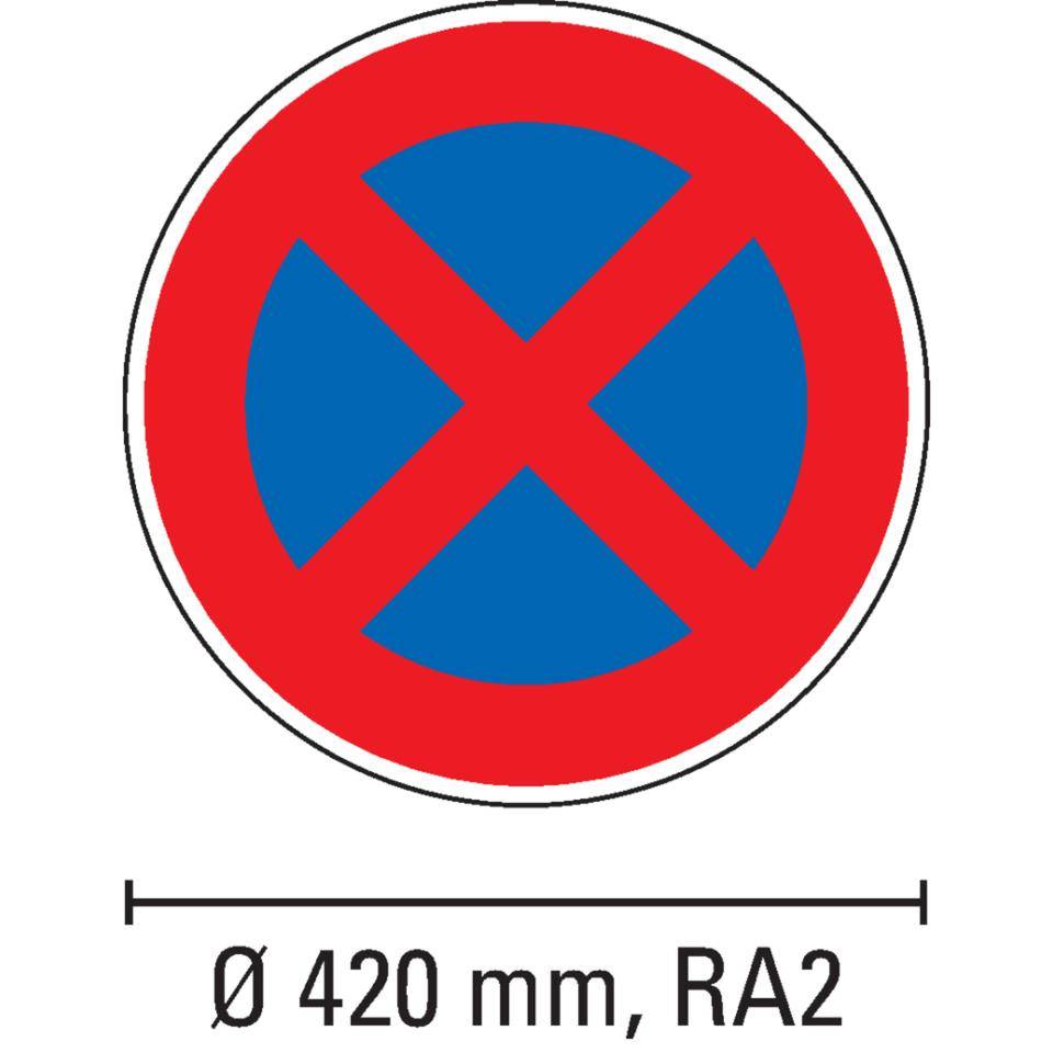 Verkehrszeichen Absolutes Haltverbot, Nr.283, Aluminium RA2, reflektierend, Ø 420mm, DIN 67520, nach StVO