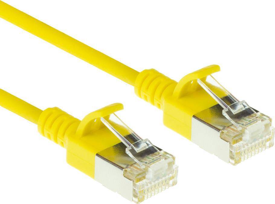 ACT Yellow 1.5 meter LSZH U/FTP CAT6A datacenter slimline patch cable snagless with RJ45 connectors (DC7851)