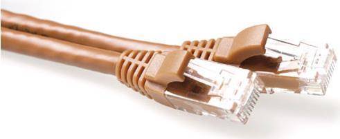 ACT Brown 15 meter U/UTP CAT6A patch cable snagless with RJ45 connectors