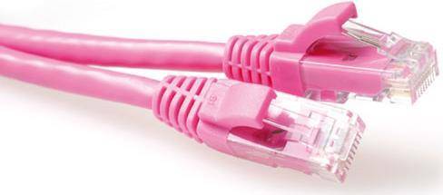 ACT Pink 0.5 meter U/UTP CAT6A patch cable snagless with RJ45 connectors
