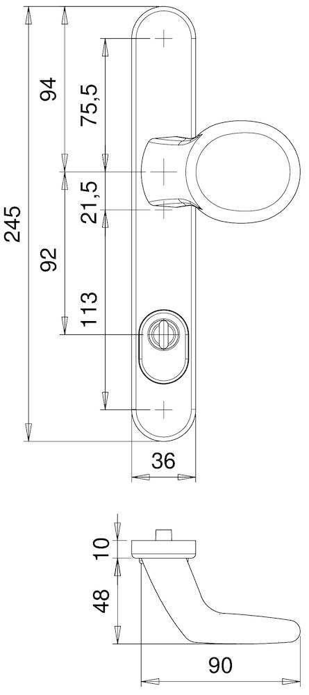 edi EST-Rahmen-Wechsel-Garnitur mit Griff K2 Kronos 8mm VKT 92 ZA1200/K2/045 F00