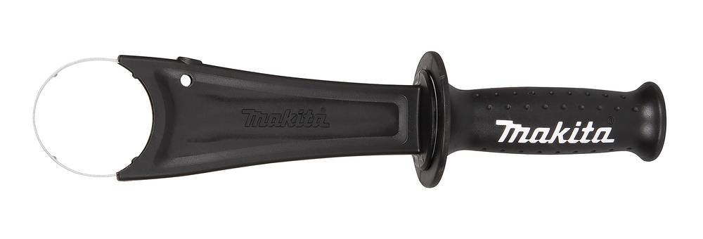 Makita-Handwerkzeug mit schwarzem ergonomischem Griff und ovalem Schutzblech, dargestellt auf weißem Hintergrund.
