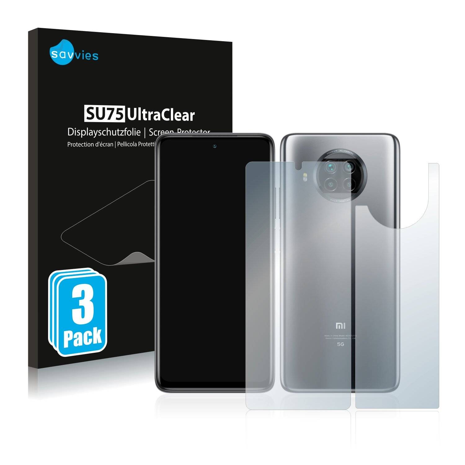 6x Savvies SU75 Displayschutzfolie für Xiaomi Mi 10T Lite (Vorder +