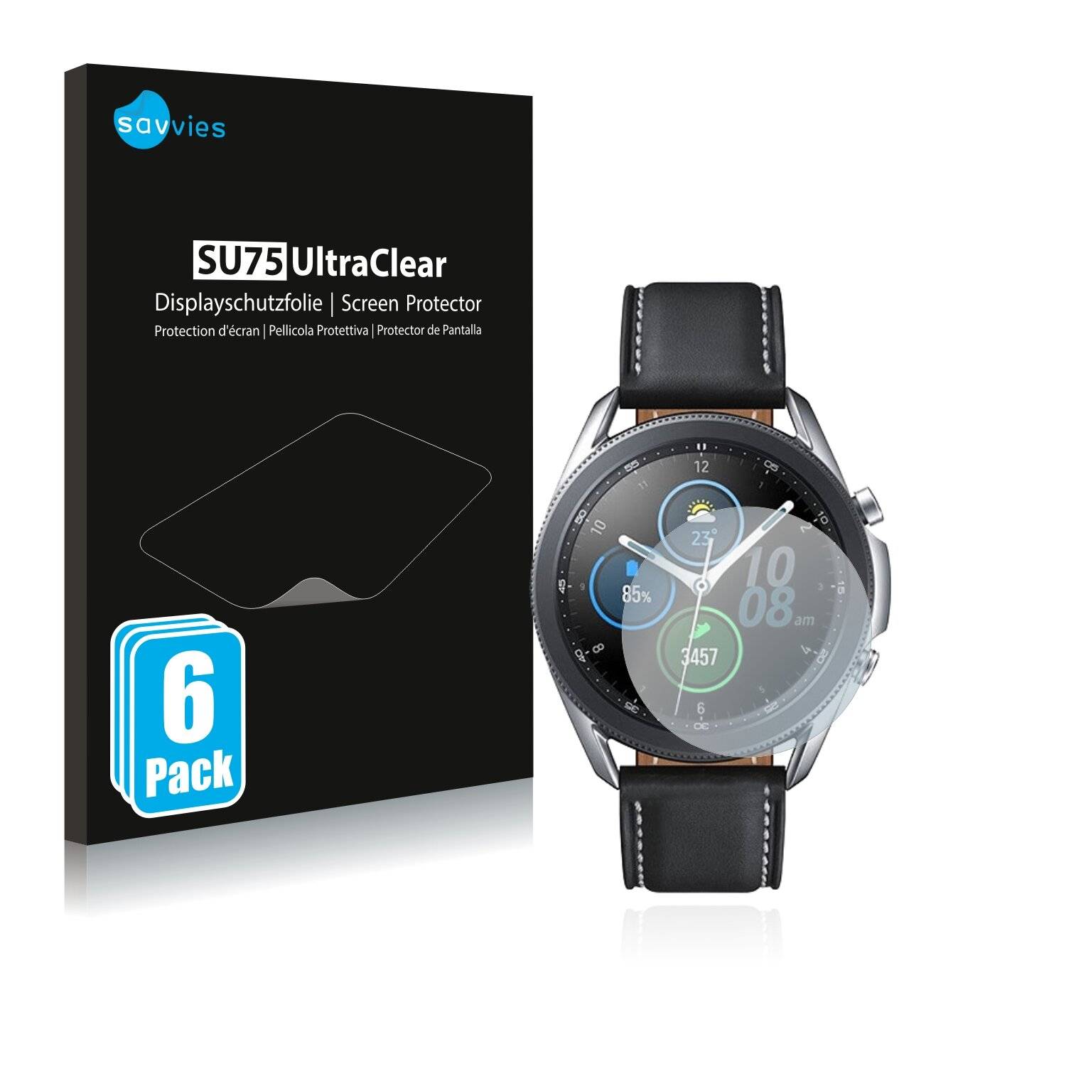 6x Savvies SU75 Displayschutzfolie für Samsung Galaxy Watch 3