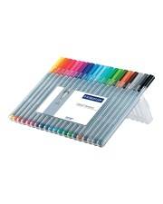 STAEDTLER triplus 334 Fineliner gemischte Farben wasserbasierte Tinte 0.3 mm extrafein Packung mit 20 box containing assorted colours