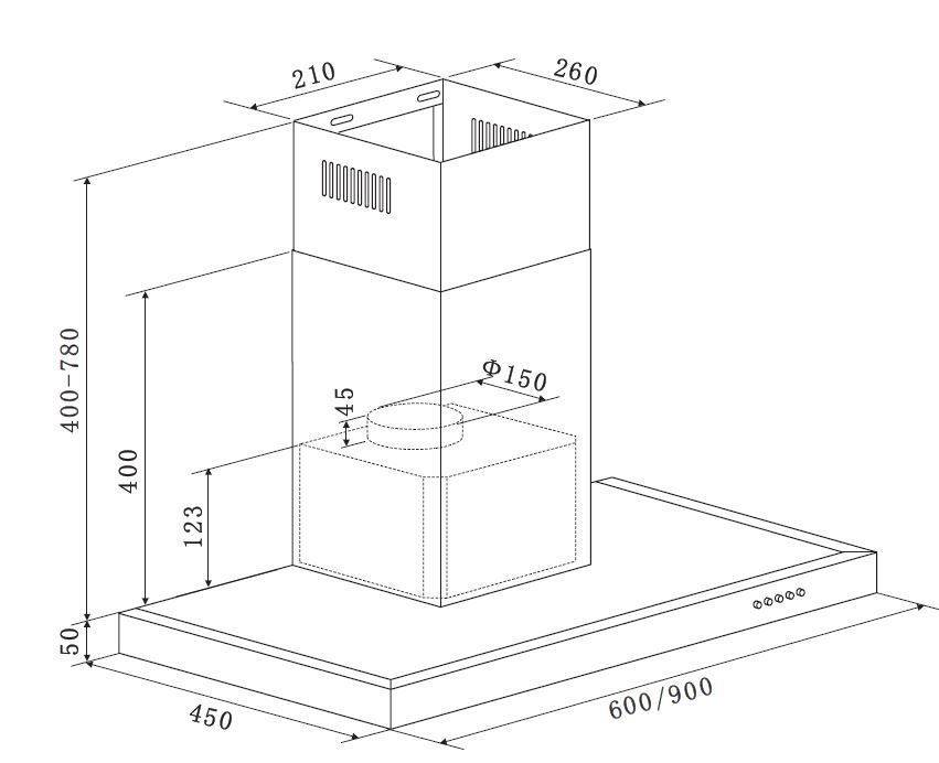 PKM Kaminhaube 9004W - 90cm, Edelstahl, LED, Abluft/Umluft, Dunstabzugshaube