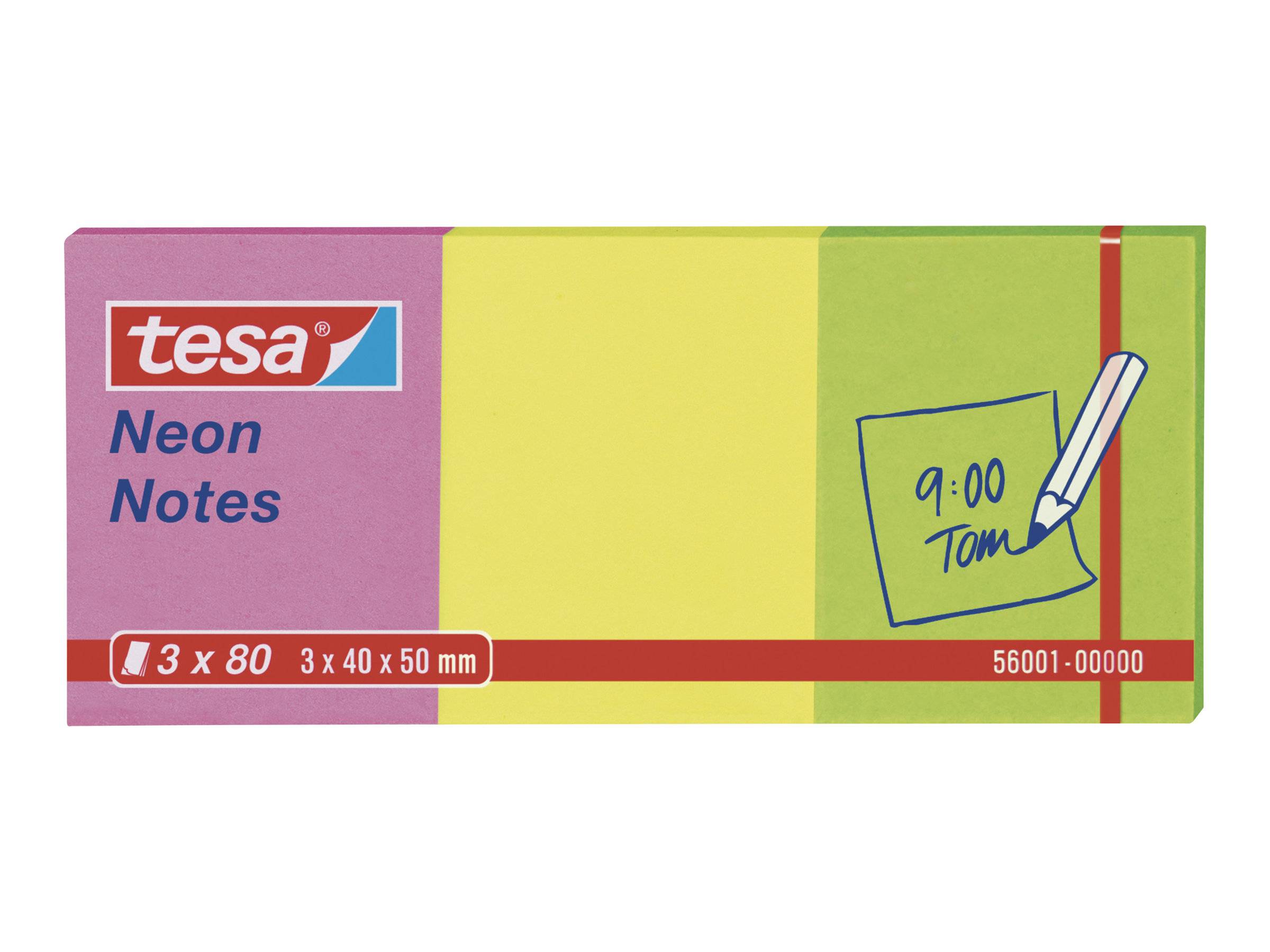 Tesa Neon - Notizen - 40 x 50 mm - 240 Blatt (3 x 80)