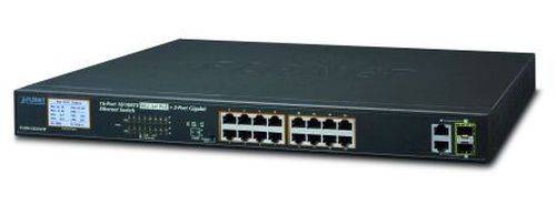 Planet Fast Ethernet Switch FGSW-1822VHP, 16 Port + 2 Port SFP, PoE, 19 Zoll