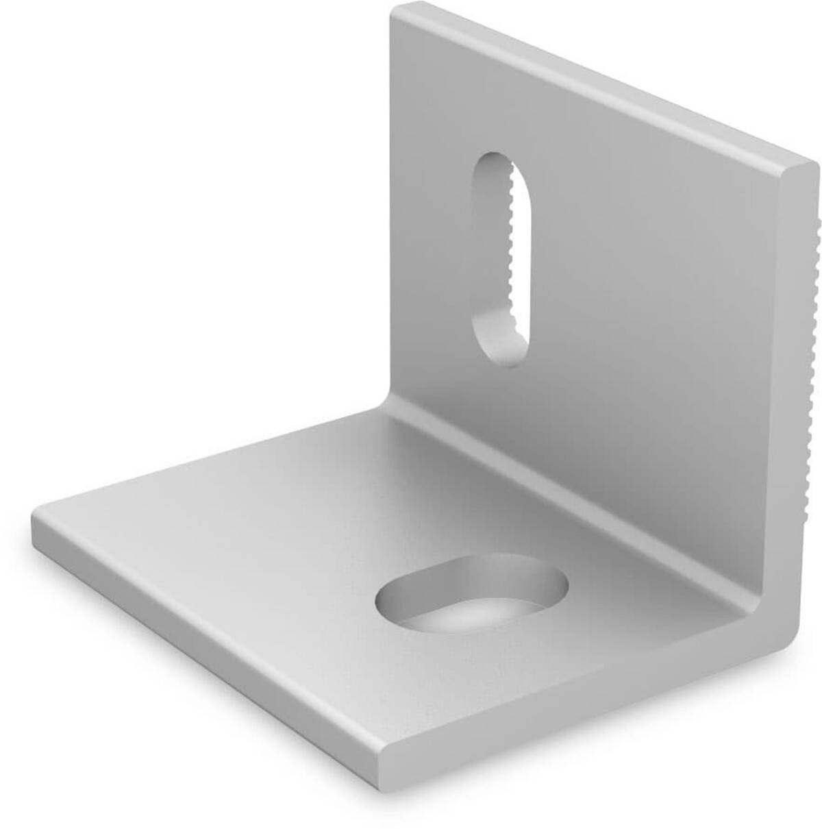 Metall-L-Winkel mit einem geschlitzten vertikalen Loch und einem ovalem Basisloch zum Montieren oder Befestigen.