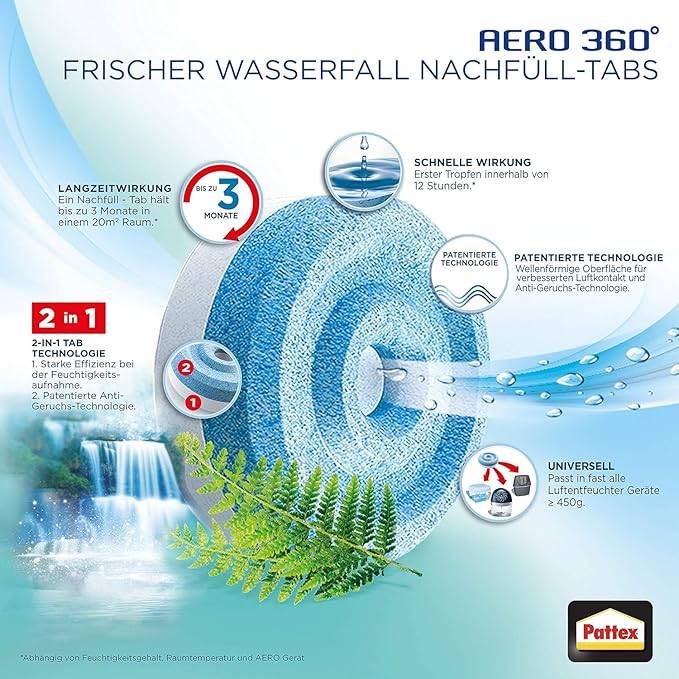 Pattex Nachfuell-Tabs Frischer Wasserfall 2 x 450 g