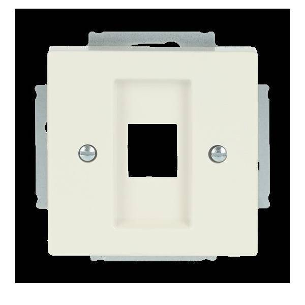 Einzelport-Wandplatte mit einer zentrierten quadratischen Öffnung für einen Kabelanschluss, zum Anbringen an einer Wand konzipiert.