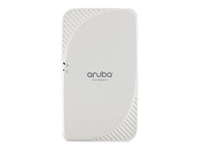 Weißer Aruba Networks WLAN-Zugangspunkt mit abgerundeter rechteckiger Gehäuseform und belüfteten Ecken, frontal auf einfachem Hintergrund dargestellt.