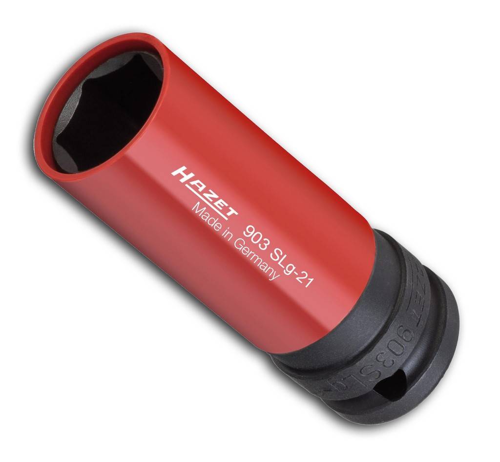 Roter Hazet 903 SLG-21 Steckschlüssel-Adapter mit schwarzem Ende, abgebildet auf weißem Hintergrund.
