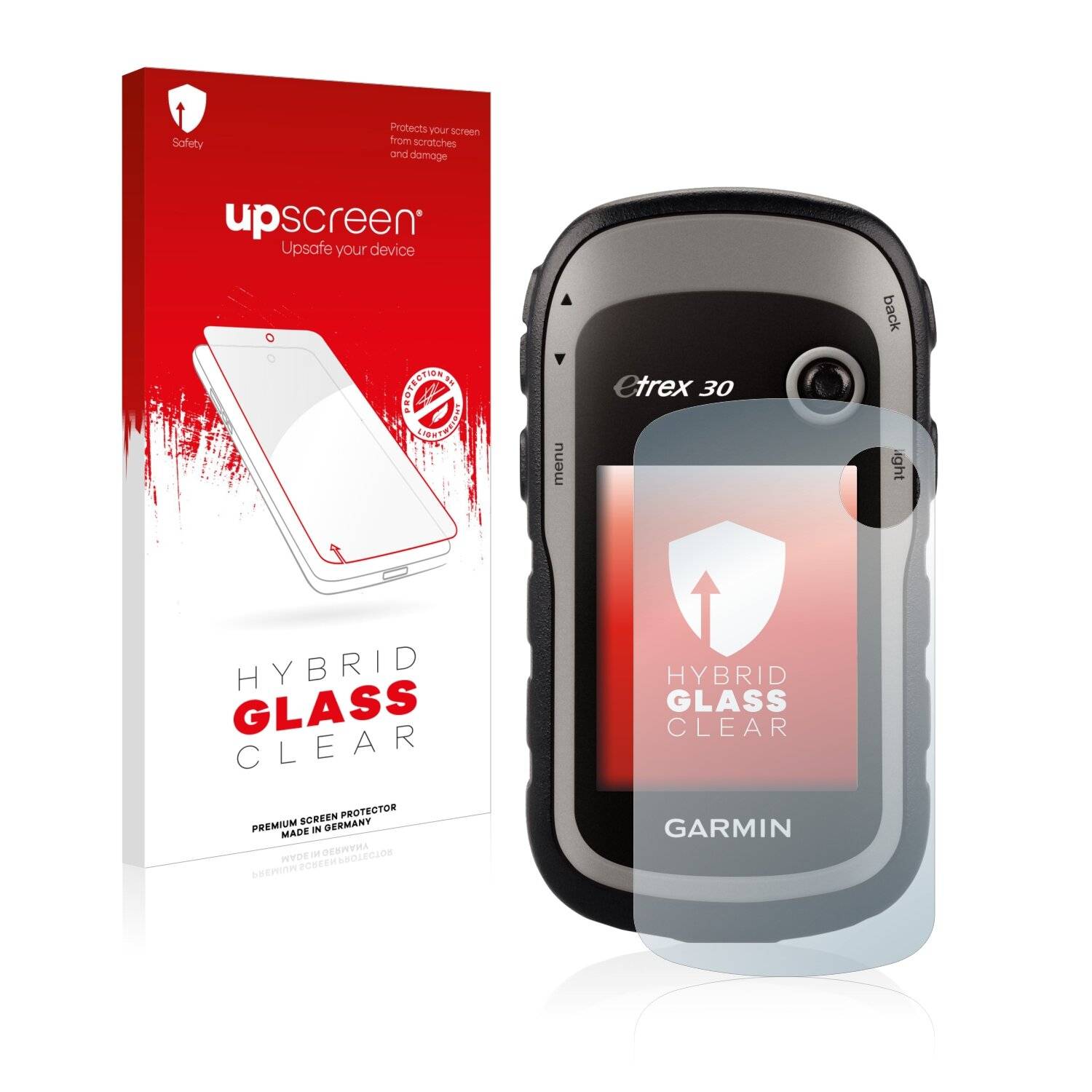 upscreen Hybrid Glass Clear Premium Schutzglas Folie für Garmin eTrex