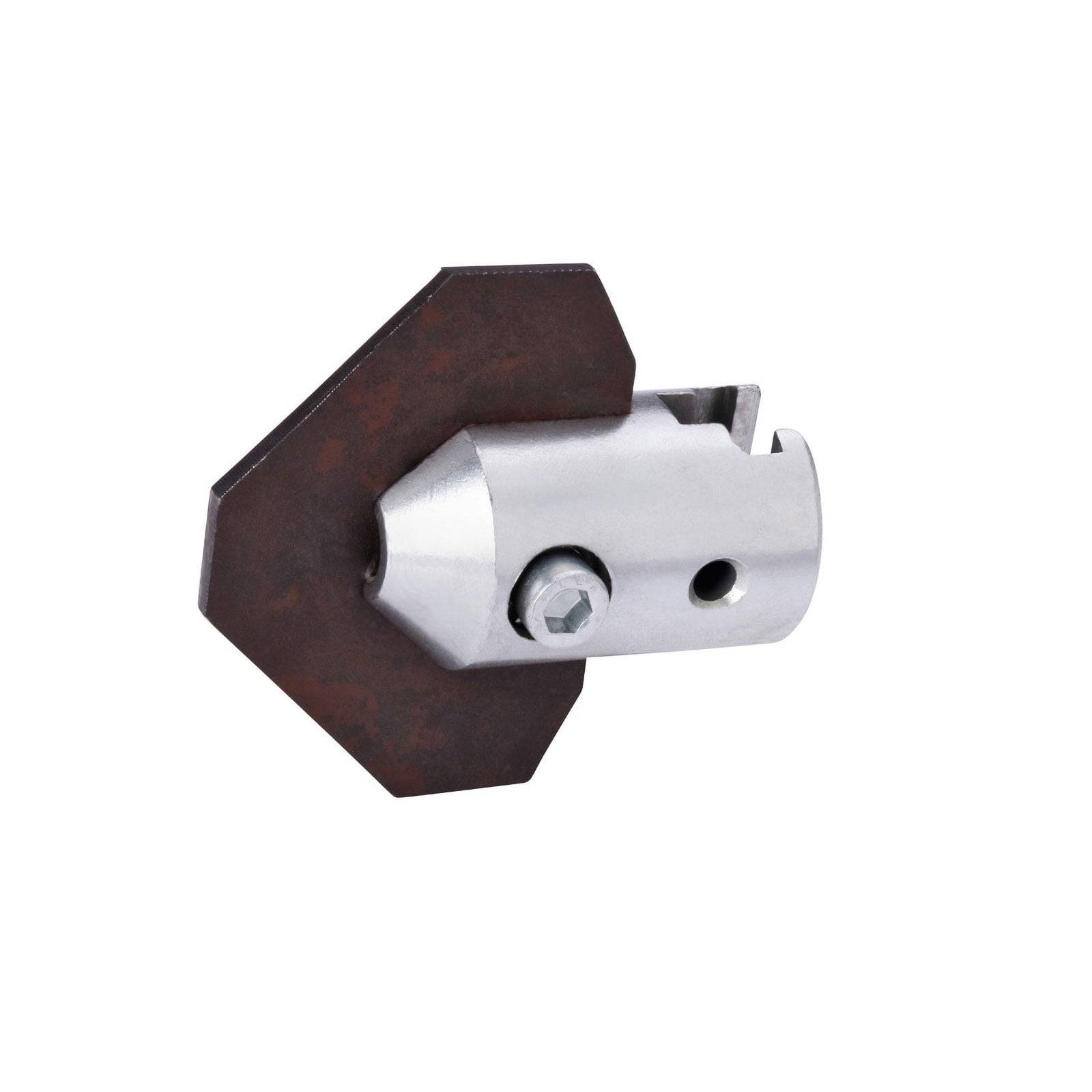 Ein Metallschneideisen mit einer sechseckigen Klinge und einem zylindrischen Halter, verwendet zum präzisen Schneiden oder Formen von Materialien.