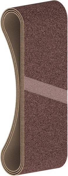 Eine Nahaufnahme einer texturierten Oberfläche mit einem zentralen diagonalen Streifen vor einem braunen, körnigen Hintergrund, gesäumt von braunen und beigen Streifen.