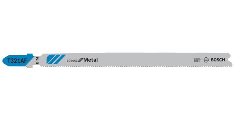 Eine Metallsägeblatt mit gezackter Kante, beschriftet mit 