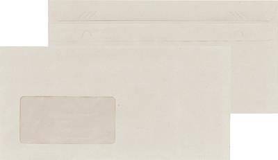 Briefumschlag DIN lang, 110 x 220 mm, Recycling, selbstklebend, grau, mit Fenste