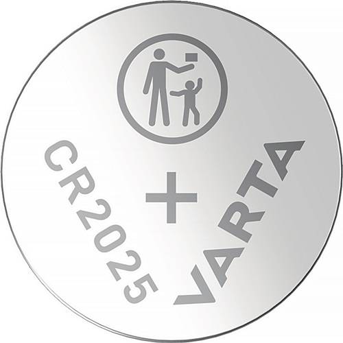 Eine CR2025 VARTA Knopfbatterie mit einem Symbol 
