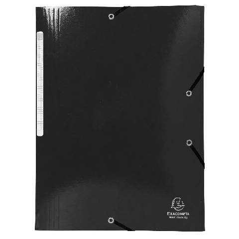 Exacompta 25x Sammelmappe +3 Klappen Gummizug MAXI Karton 425g A4 Schwarz 55821E