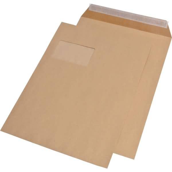Versandtasche 30007646 C4 haftklebend mit Fenster braun 250 Stück