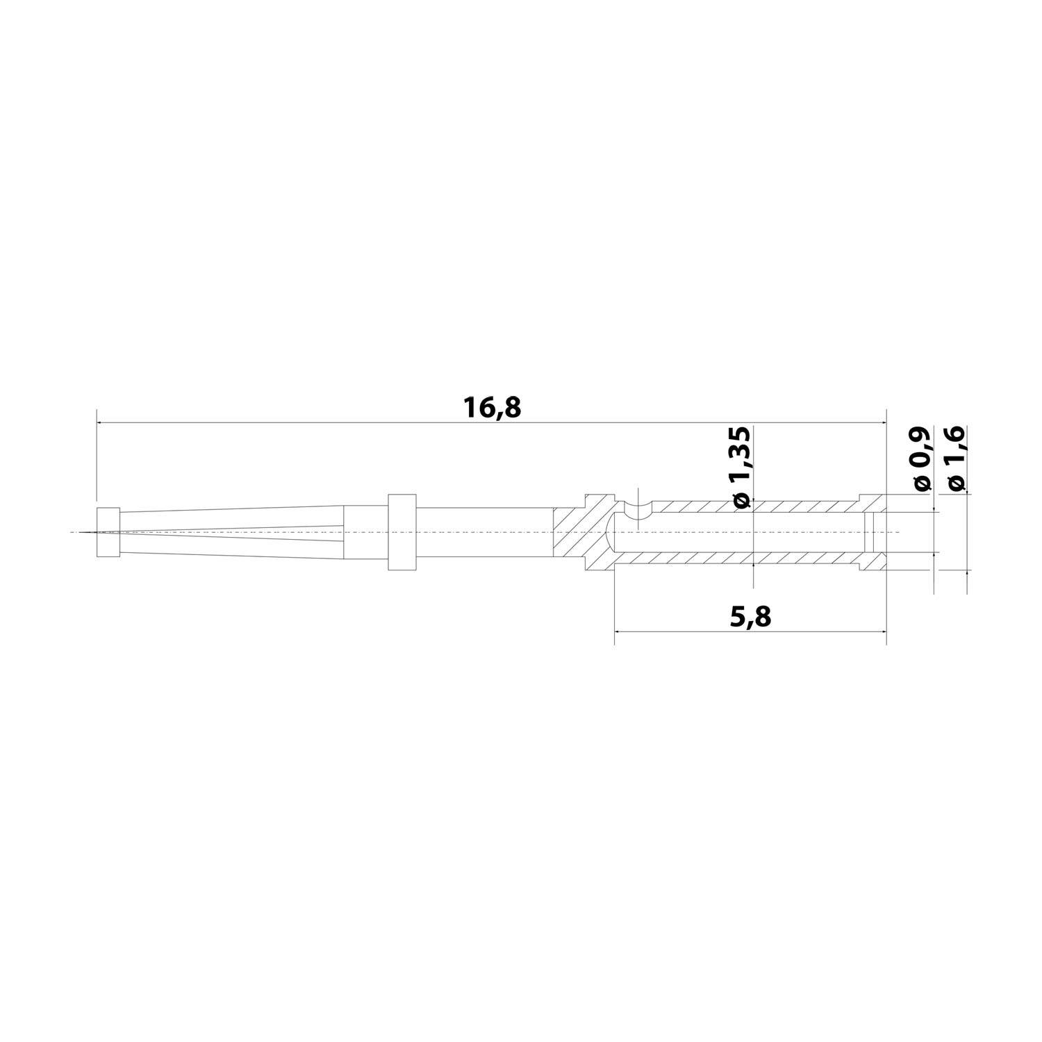 Technisches Diagramm eines mechanischen Teils mit Abmessungen: Durchmesser 23, Durchmesser 12,5, Länge 37, Breite 15,8, Bereich gekennzeichnet SW21.