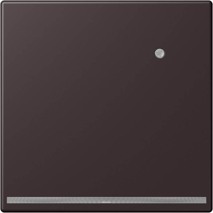 Ein dunkelbraunes Quadrat mit einer kleinen kreisförmigen Vertiefung nahe der oberen rechten Ecke.