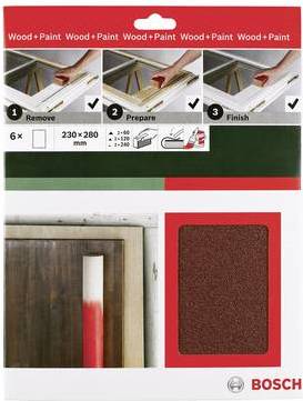 Bosch Accessories Universal Remove Prepare Finish 2609256C39 Handschleifpapier-Set Körnung 60, 120, 240 (L x B) 230 mm x