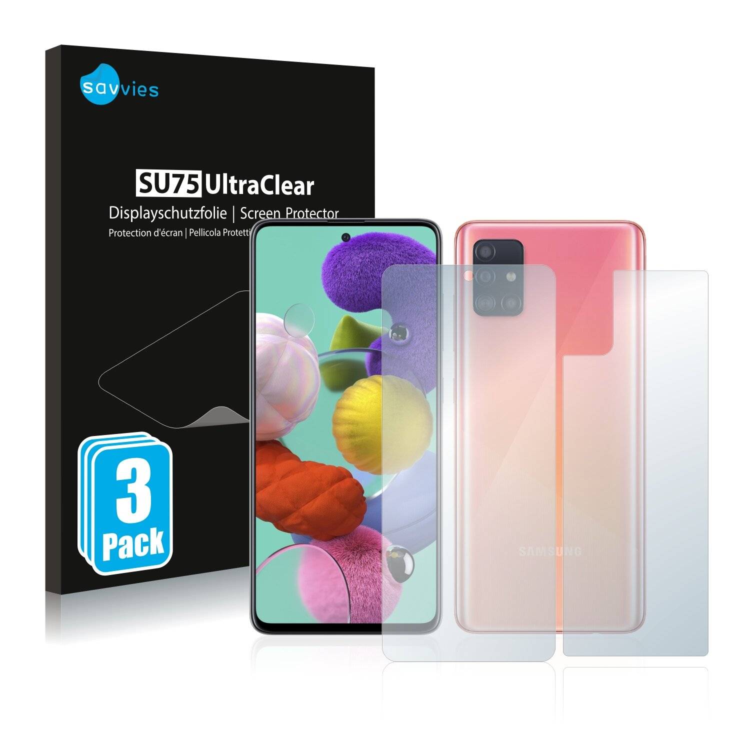 6x Savvies SU75 Displayschutzfolie für Samsung Galaxy A51 5G (Vorder +