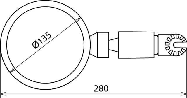 Eine einfache technische Zeichnung zeigt einen Bolzen mit einem als '35' bezeichneten Durchmesser und einer als '280' bezeichneten Gesamtlänge.