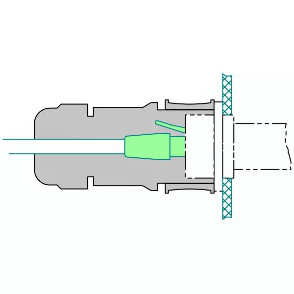 Querschnittsdiagramm eines Schalldämpfers, das die internen Komponenten und den Luftströmungsweg zur Reduzierung von Lärm in Fahrzeugabgassystemen zeigt.