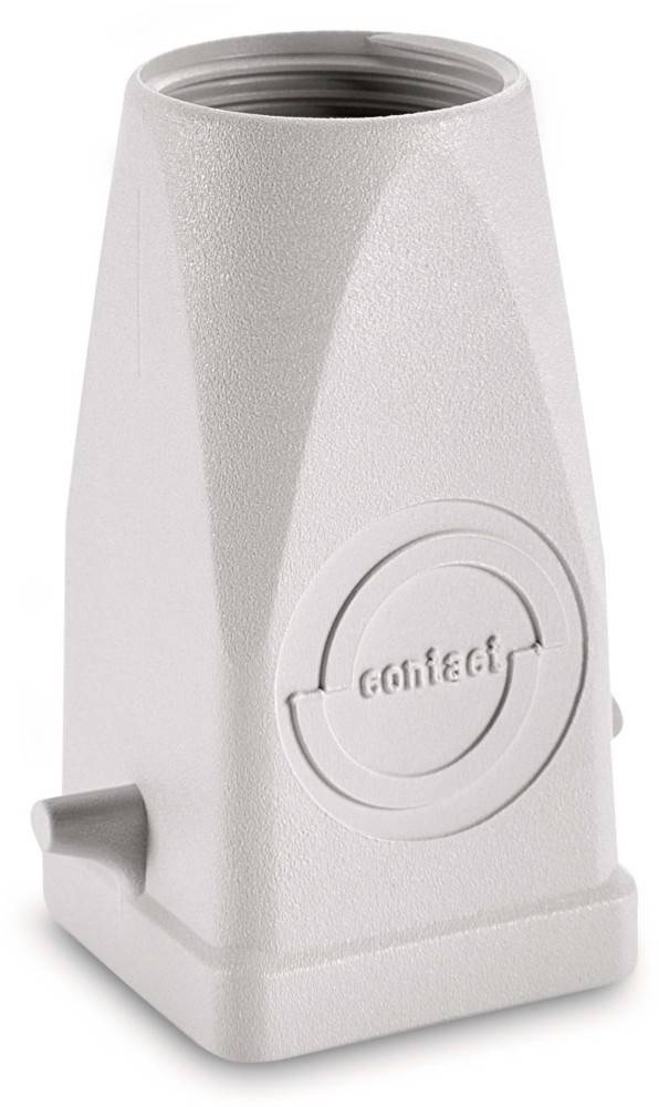 Eine Nahaufnahme einer hellgrauen elektrischen Schalterabdeckung mit einem kreisförmigen Emblem und dem in Reliefschrift geprägten Wort 'Kontakt'.