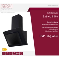 PKM Dunstabzugshaube S28-60 BBPY Glas schwarz Kopffreihaube 60cm PKM Dunstabzugshaube S28-60 BBPY Glas schwarz Kopffreihaube 60cm