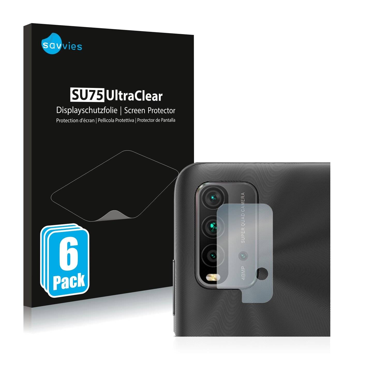 6x Savvies SU75 Displayschutzfolie für Xiaomi Redmi 9T (NUR