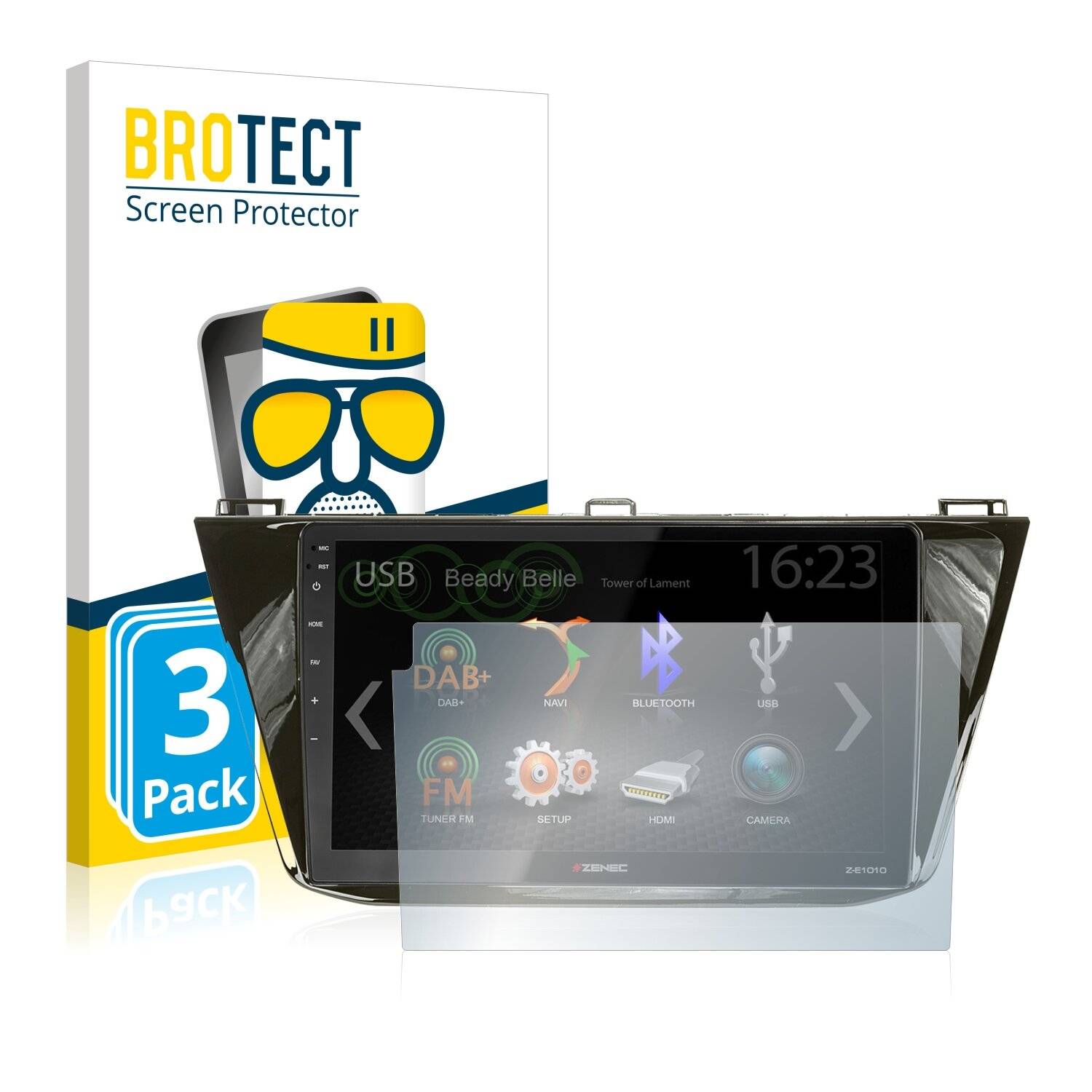 3x BROTECT AirGlass Matte Schutzglas Folie für Zenec