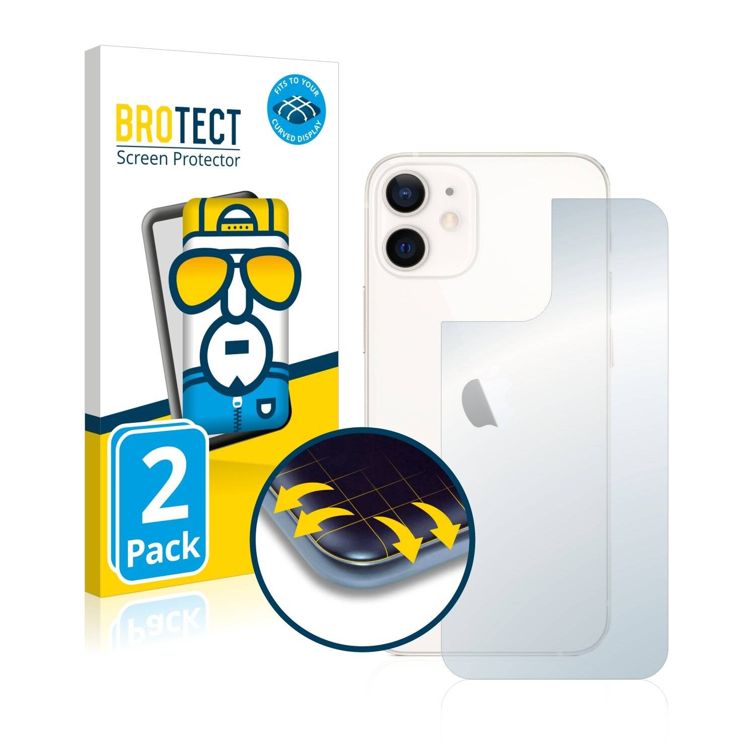 2x BROTECT Flex Full-Cover Displayschutzfolie für Apple iPhone 12 mini