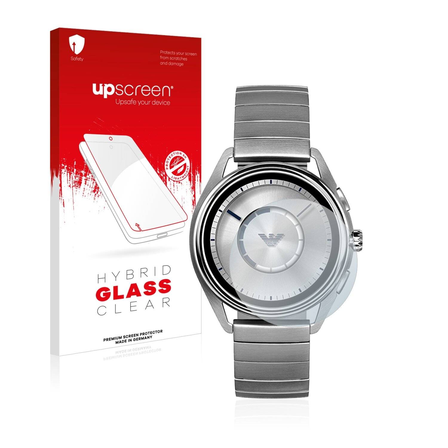 upscreen Hybrid Glass Clear Premium Schutzglas Folie für Emporio Armani Connected