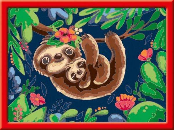 Ravensburger Malen nach Zahlen 28698 - Niedliche Faultiere - Kinder ab 9 Jahren