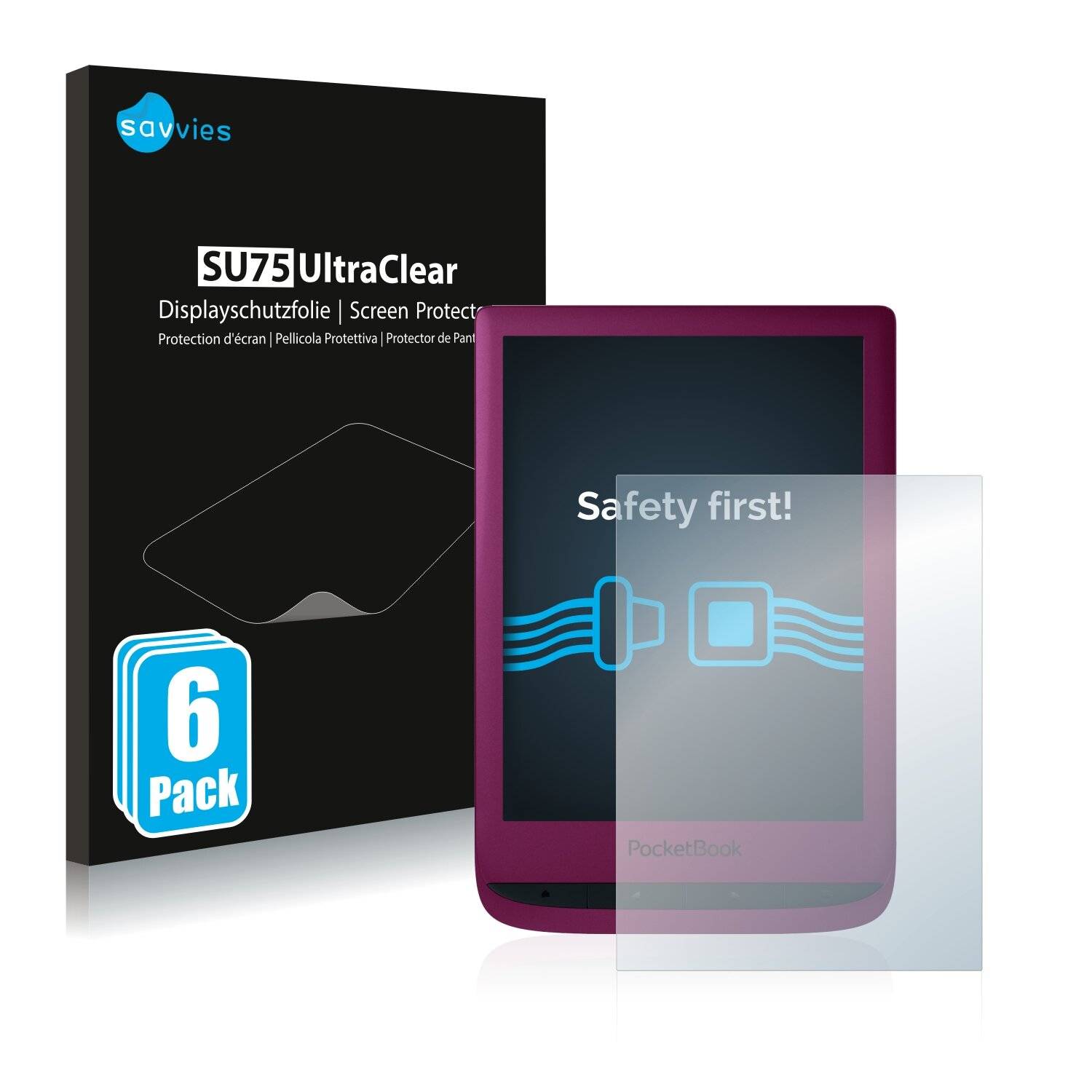6x Savvies SU75 Displayschutzfolie für PocketBook Touch Lux