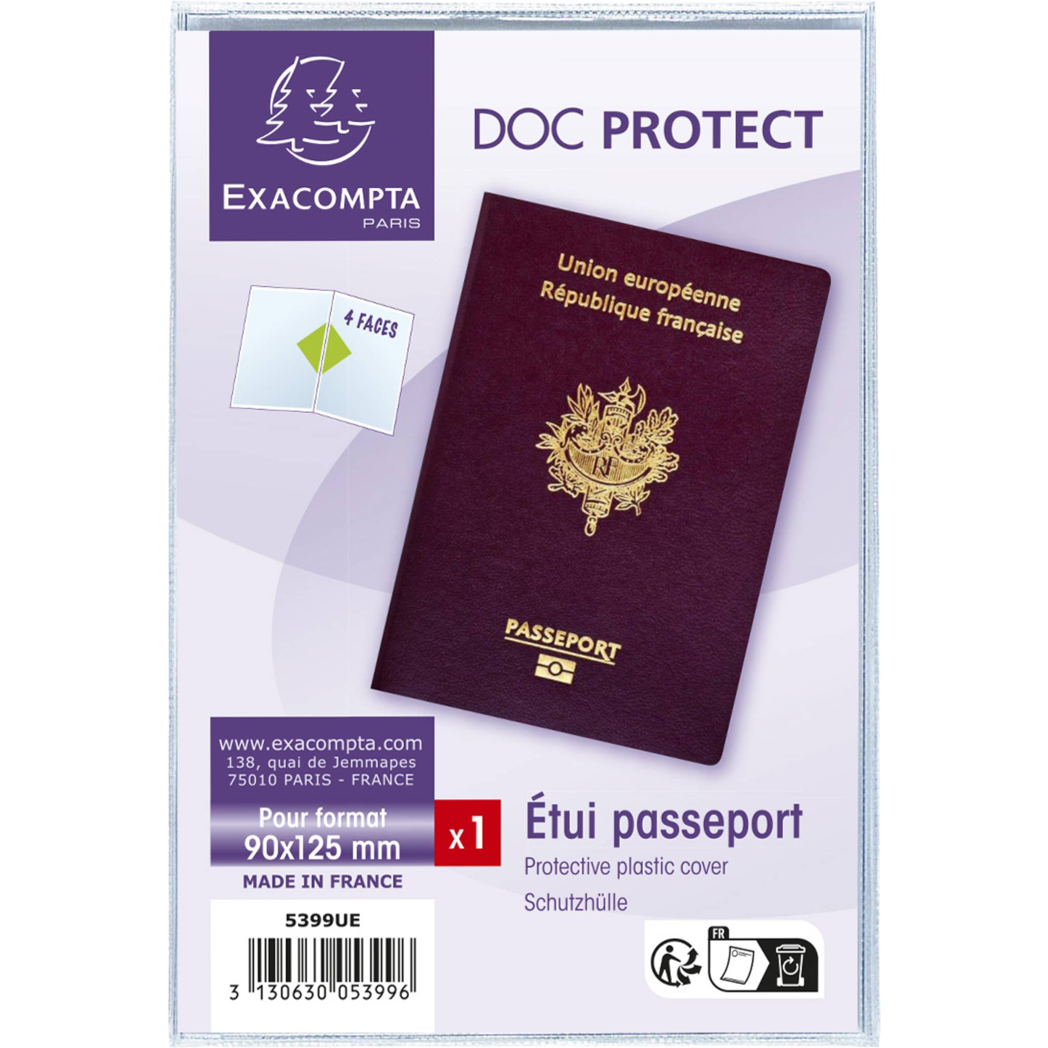 Exacompta 10x 10 Schutzhüllen Reisepaß 2tlg glatt PVC133x95mm Kristall 5399UE