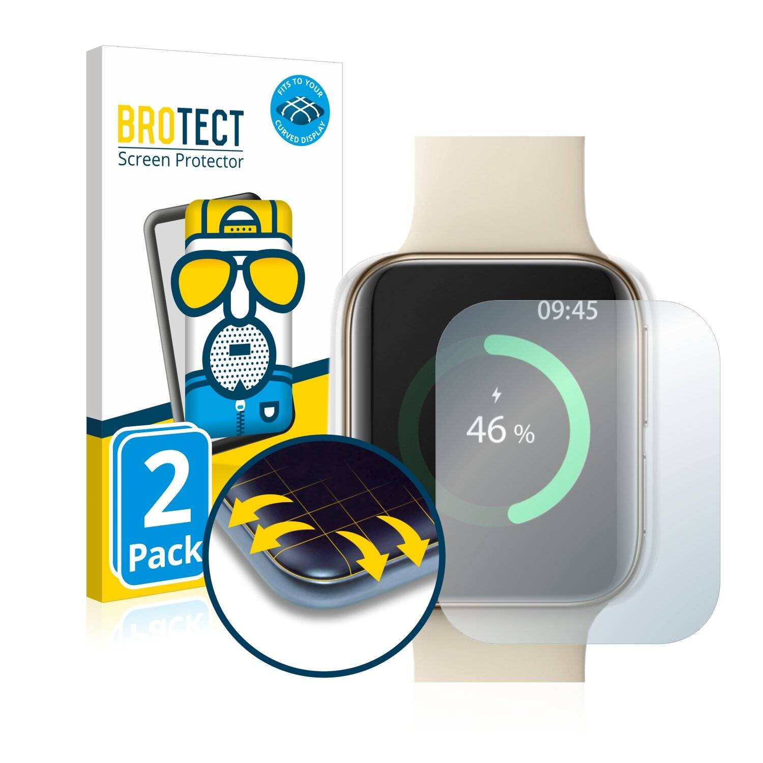 2x BROTECT Flex Matte Full-Cover Displayschutzfolie für Oppo Watch (41