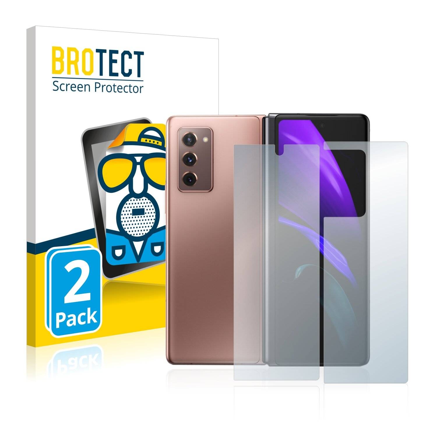 2x BROTECT Matte Displayschutzfolie für Samsung Galaxy Z Fold 2 5G (Vorder + Rückseite) -