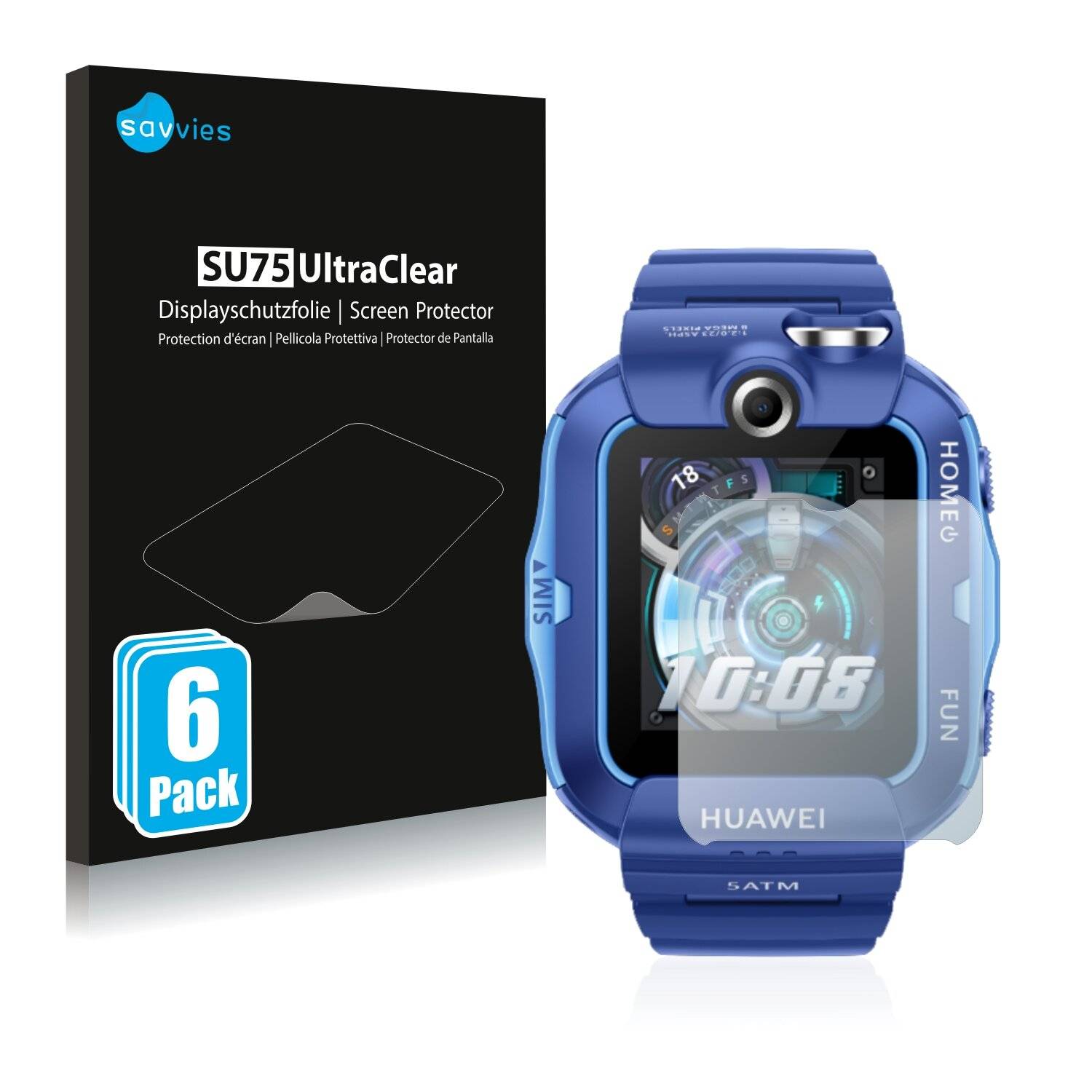 6x Savvies SU75 Displayschutzfolie für Huawei Childrens Watch