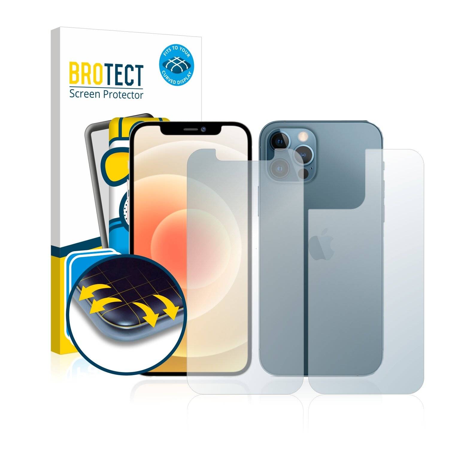 2x BROTECT Flex Matte Full-Cover Displayschutzfolie für Apple iPhone 12 Pro (Vorder +