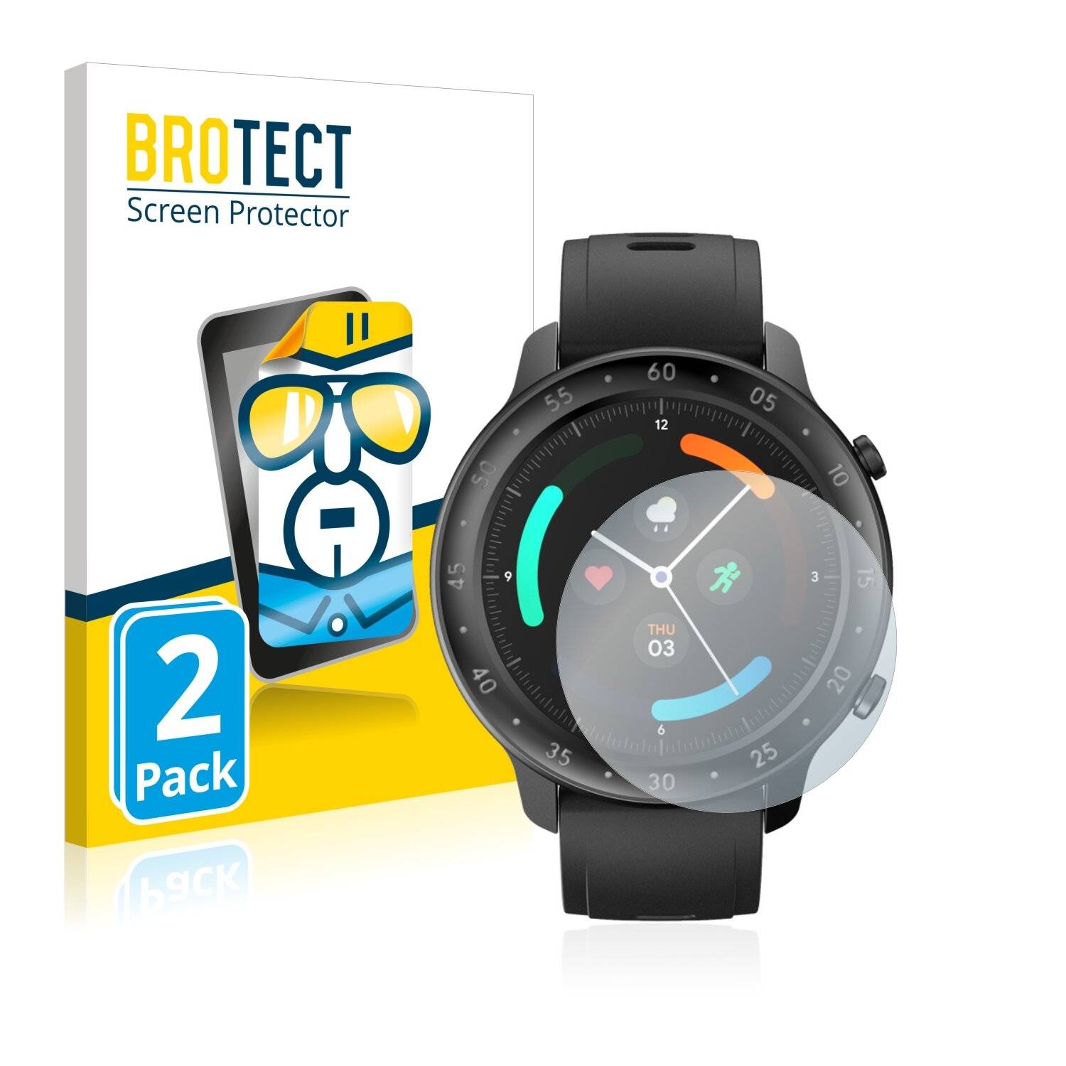 2x BROTECT HD-Clear Displayschutzfolie für Mobvoi Ticwatch
