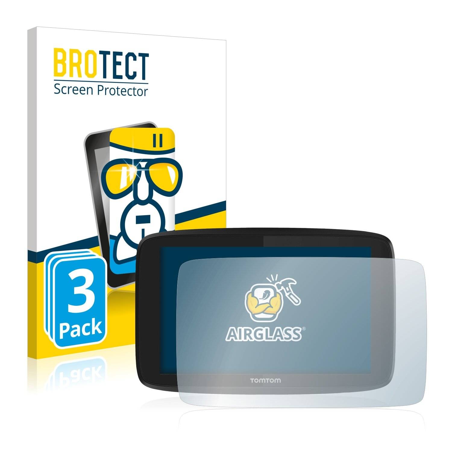 3x BROTECT AirGlass Schutzglas Folie für TomTom Go Professional