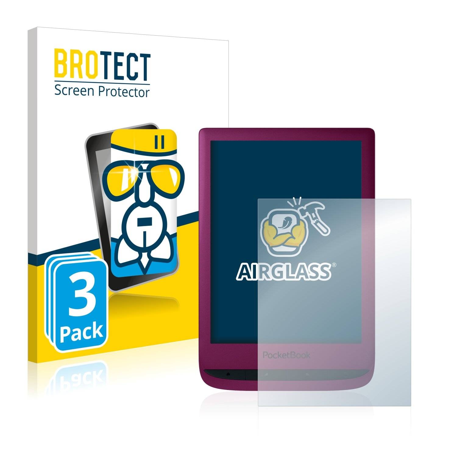 3x BROTECT AirGlass Schutzglas Folie für PocketBook Touch Lux